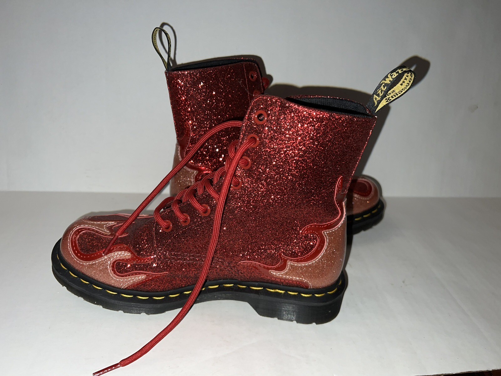 Dr Martens Red Glitter Flame RARE 1460 Pascal Size 8 eBay