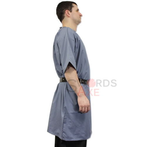 Ready for Battle Medieval Peasants Tunic Short Sleeved Faded Blue Costume Shirt - Picture 2 of 3