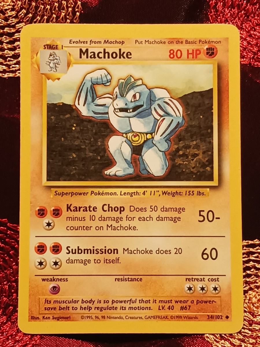 RARE! 1995 Machoke Pokémon Card 34/102 Original Card! Best