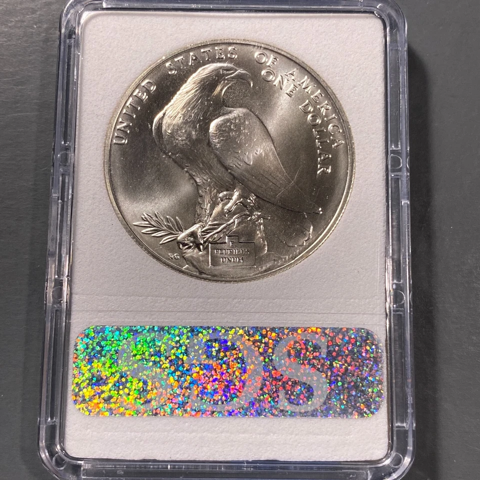 1984-D $1 SILVER Los Angeles Olympic Coliseum Dollar, in SGS Holder (68346) - Image 2 of 2