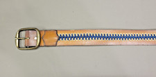 Vintage Leather Hippie Boho Belt with Buckle - Stitched Jute Cord Design