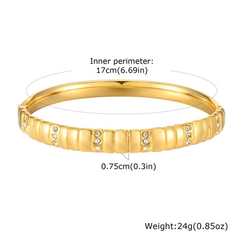 Brazalete Brazalete Redondo Oro Negro Oro 18K Acero Inoxidable Brazalete Simple - Imagen 11 de 12