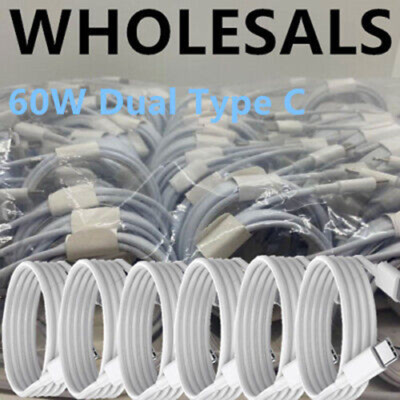 3/6Ft PD Fast Charger Cord For Samsung Macbook Bulk Lot 60W USB-C to USB-C Cable