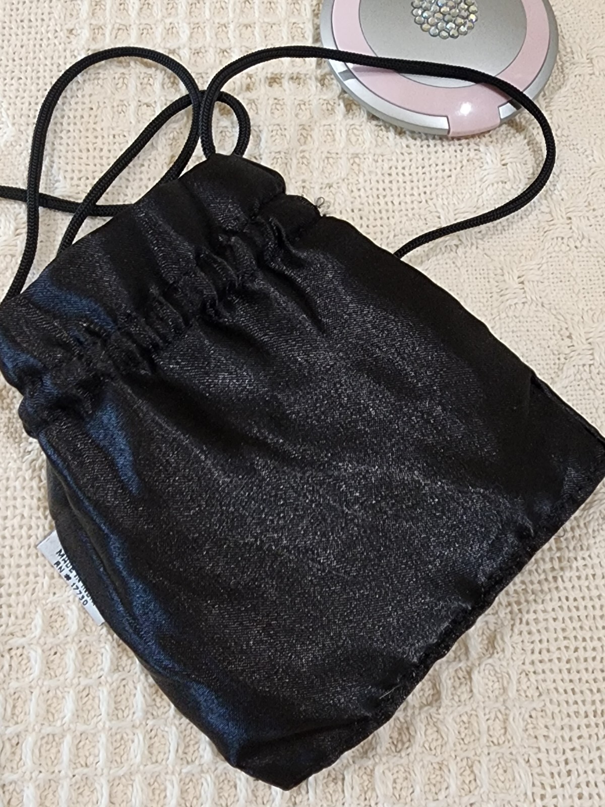 Black Satin Silver Thread Stitching Sequin Tiny C… - image 11