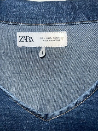 Zara Long Sleeve Mini denim Dress Size L - Picture 2 of 5