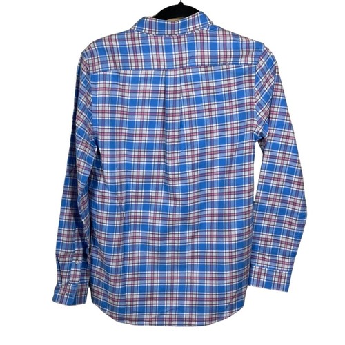 Big Boy's Vineyard Vines Whale Shirt Cotton Button Front Blue Pink Plaid Size L - Picture 2 of 5