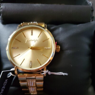 Kendall & Kylie Gold Tone Crystal Mounted Quartz Watch And Bracelet Set Kendall + Kylie Ladies Quartz Movement Two-Tone Gold/White  main image 3