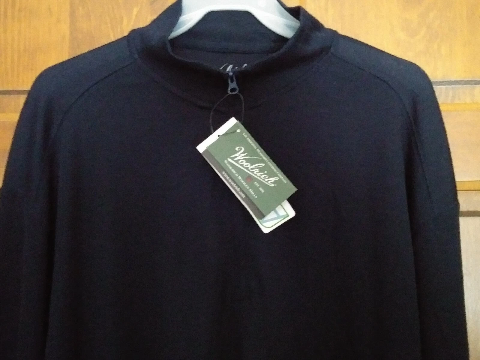 Woolrich Mens 1/2 Zip Shirt Navy Blue Wool Blend UPF +40 Size XL NWT