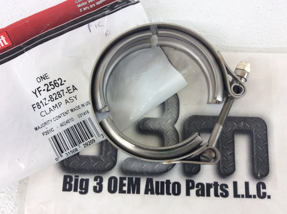 Abrazadera de manguera de entrada a escape Ford 6,0 L 7,3 L F-250 F-350 F-450 turbo banda V nueva OE Foto 2 de 3