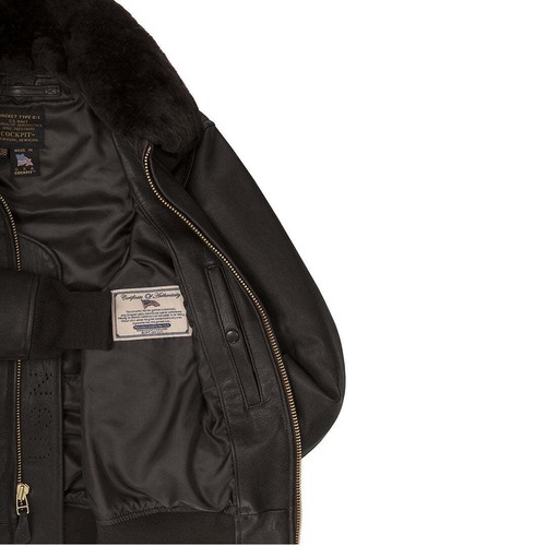 COCKPIT USA G-1 LEATHER FLIGHT JACKET W REMOVABLE COLLAR BROWN USA MADE Z2108M - Picture 10 of 12
