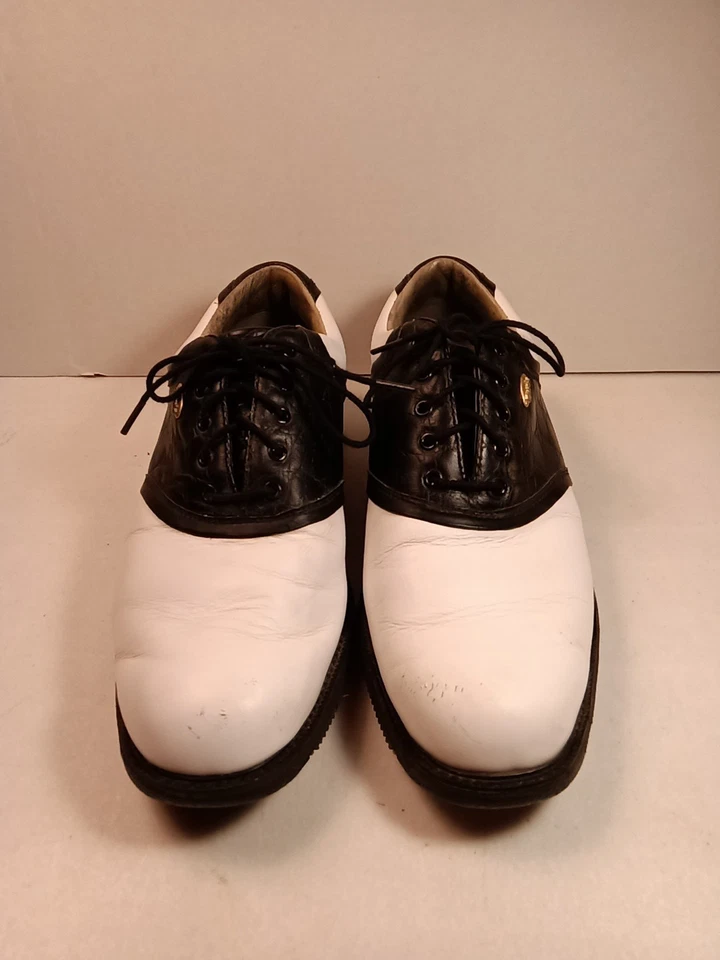 Etonic Lite-Tech Golf Shoes Mens Size 8M White & Black Leather Oxfords - Image 2 of 4