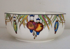 Rare Vintage Crown Ducal Ware England Oriental Lanterns Carnival Bowl 1920s