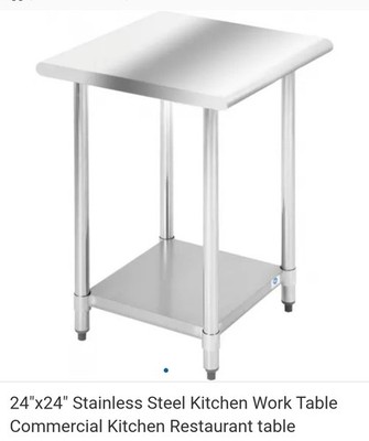 24'' x 24'' x 35'' Stainless Steel Table Kitchen Restaurant Bar Workshop Home NIB
