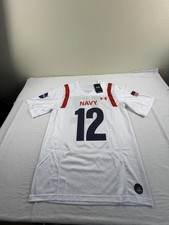 New Under Armour #12 Navy Midshipmen White Rivalry Game Jersey Mens Sm NASA $140