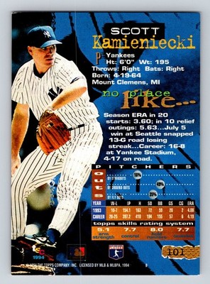 1994 Topps Stadium Club - Scott Kamieniecki #101 New York Yankees