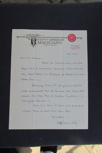 THE SOCIETY OF AMERICAN MAGICIANS NATIONAL COUNCIL SIGNED LETTER JUNE-19-1941