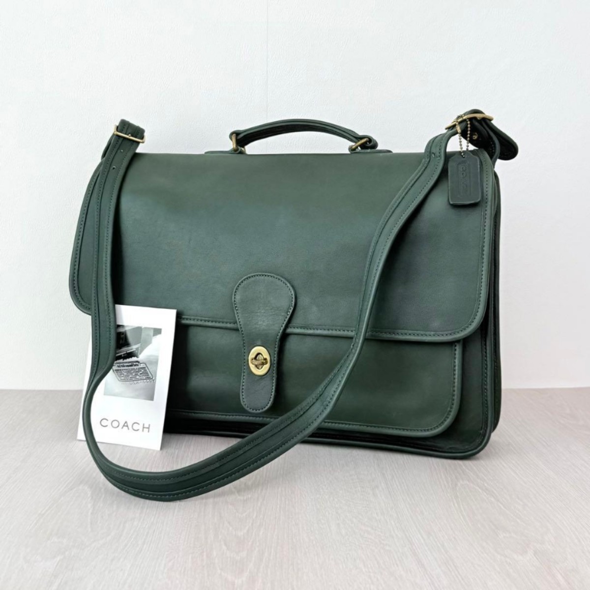 RARE Vintage COACH Willis Bag 5180 Dark Green Leather Briefcase