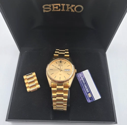 Vintage Seiko Quartz 6923-8080 Gold Tone Men's Watch Day/Date Japan  1983