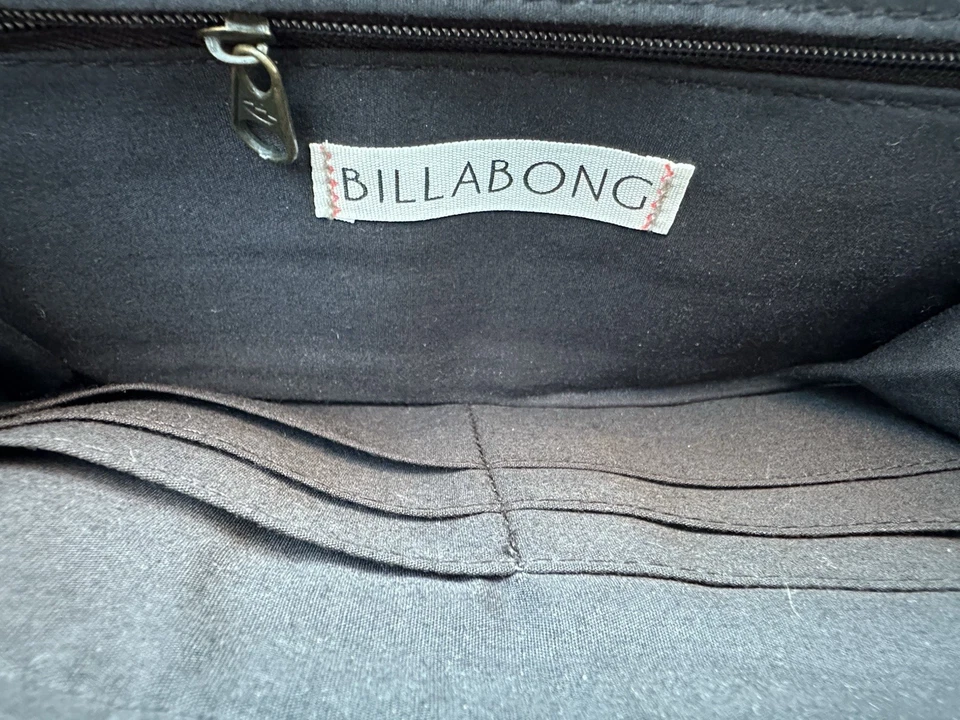 Cartera de muñeca de lona Billabong con estampado de ojos negra Boho Surf bolsa con cremallera 9x5 Foto 4 de 4