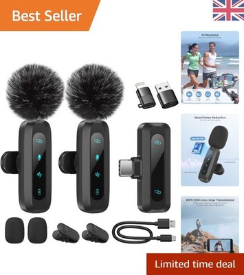 2er-Pack Kabelloses Lavalier Mikrofon Set für iPhone, iPad, Android - Crystal C...
