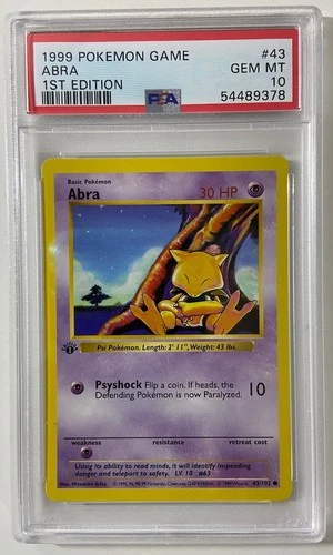 Pokemon - Base Set 1st Edit. 1999 Shadowless "ABRA" PSA 10 GEM/MT #43/102.