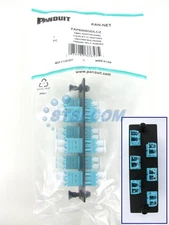 Panduit FAP6WAQDLCZ Fiber Panel w/6 LC 10Gig Duplex SM/MM Adapters Aqua ~STSI