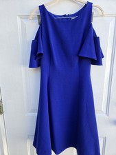 Eliza J Cold Shoulder Royal Blue Flare Wedding Cocktail Party Dress Size 6