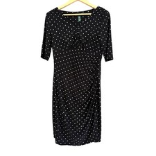 Ralph Lauren Star Print Wrap Dress Womens 10 Black Event Gala Cocktail