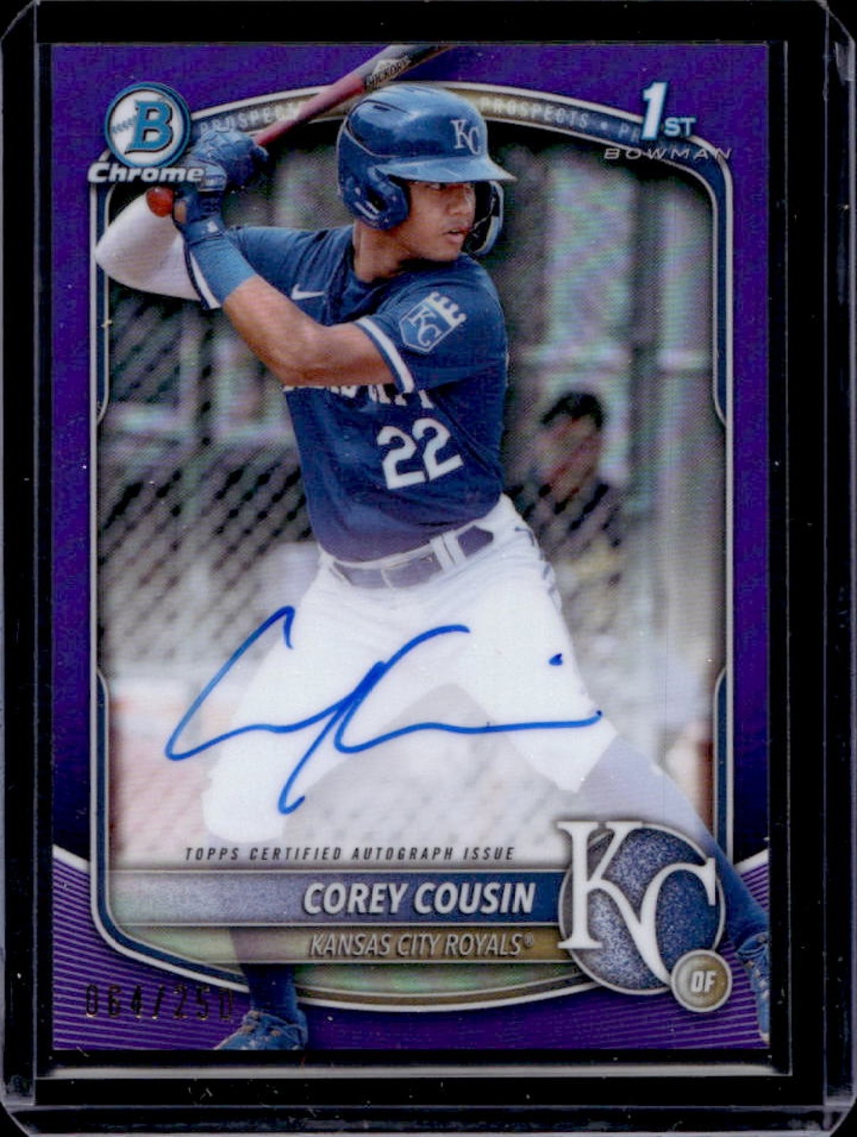 2025 Bowman Chrome Corey Cousin Auto Purple Refractor 1st #64/250