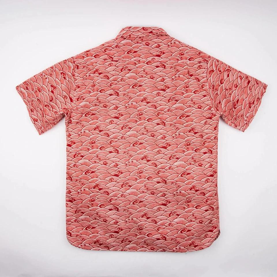 Camisa Aloha Hawaiana de Tela Freenote - Ondas Rojas - Mediana - Excelente $320 Foto 3 de 4