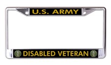 U.s. Army Disabled Veteran With Logo Chrome License Plate Frame