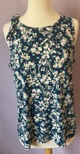 Banana Republic Blue and White Floral Sleeveless Top Blouse Size Medium