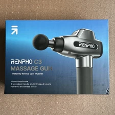 Renpho C3 Portable Massage Gun With 6 Heads- Comes With Travel Case