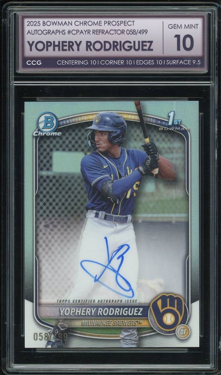 2025 Bowman Chrome 1st Autographs #Cpayr Yophery Rodriguez Refractor /499 CCG10