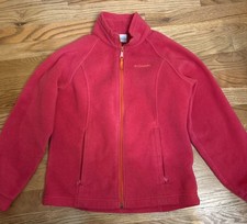 Columbia Youth Pink Fleece Jacket Full Zip Size M 10-12 Girls EUC