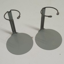 Set of 2 Gray Metal Adjustable Vertical Doll Display Stands with Base