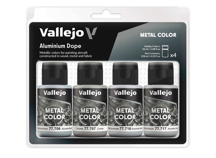 Vallejo VA77603 32ml x4 - Metal Color Set - Aluminium Dope