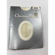 Christian Dior Velvet Lycra Opaque Pantyhose Alabaster Size 3 Hosiery Vintage