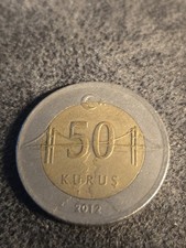 2012 Turkey Turkiye 50 Kuruş Bi-Metallic Bosphorus Bridge