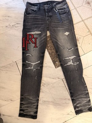 AMIRI mx1 初期モデル 32 Pre Owned Mx1 Amiri Jeans Size 32 With Gray Patched Rips And Red