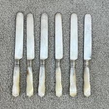Antique Meriden Cutlery Dinner Knife Silverplate Mother of Pearl Handle Lot of 6