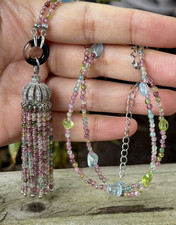 Kette Quaste Anhänger natürlicher Turmalin Aquamarin Peridot 