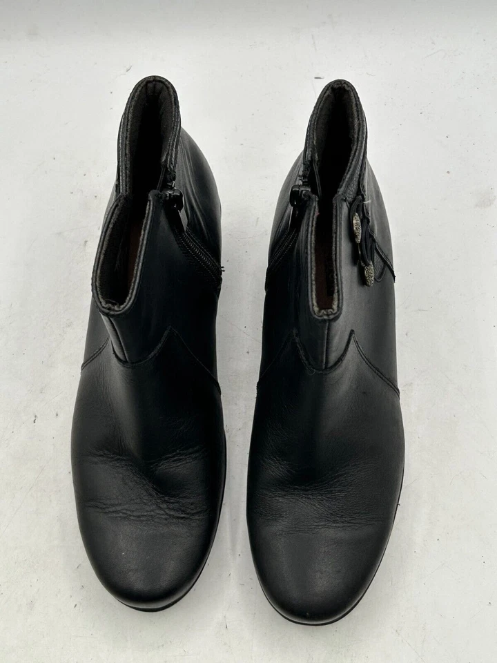 Clarks Emslie Monet Ankal Boot Women Sz 6.5 Black Leather Side Zip Block Heel - Image 4 of 4