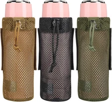 Chengu 3 Pcs Molle Water Bottle Holder Foldable Army-Green, Black, Brown 