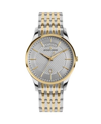 JACQUES LEMANS Men Analog Quartz Casual Watch Classic Dress Silver color Dial Wa