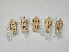 Lot 5 VTG Zims Unfinished Wood Miniature Birdhouse with Bird for Crafts Painting