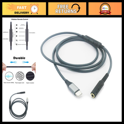 USB C to 3.5mm Female Headphone Adapter Cable with Mic & Volume Control for iPho