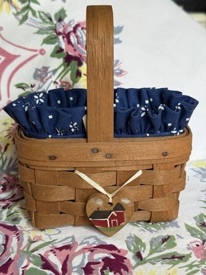 VTG 1988 LONGABERGER Small Rectangular Basket, Protector & Liner