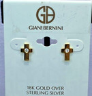 Giani Bernini 18k Gold Over Sterling Clear Crystal Cross Stud Earrings NWT — photo 1
