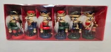 VTG Set/ 6 Kurt S Adler Wood Painted Nutcracker Christmas Holiday Ornaments 3"